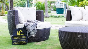 Canapé rond d'extérieur, 1 pièce, meubles de jardin - Product Image 6