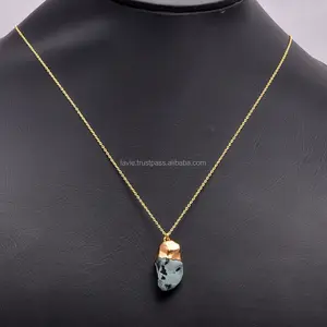 Colliers de turquoise naturelle de haute qualité bijoux faits à la main bijoux en gros colliers plaqués or flash en laiton véritable - Product Image 1