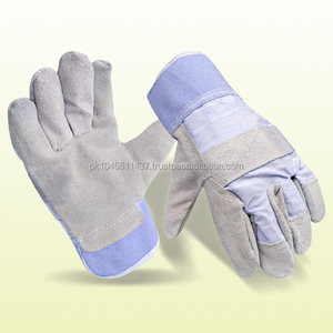 Protección Canadian Rigger Guantes Jardinería Vaca Split Cuero Obras de construcción Guante Lona Puño Guantes DE TRABAJO - Product Image 1