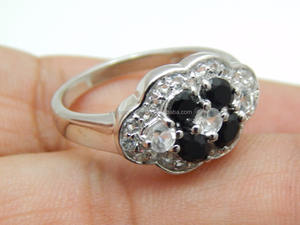 Bague de mariage en argent sterling 925 classique en onyx noir pour femmes pour la fête de fiançailles anniversaire certifié CMA - Product Image 2