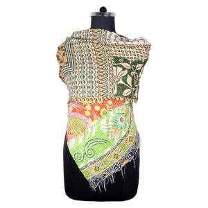 Kantha Work Cotton Handmade Vintage Style <b>Scarf</b> Trendy Design for Girls SC1043 <b>Scarves</b> Vintage Kantha Hand Stitched Cotton - Product Image 1