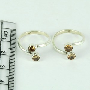 Shri Ashapura Jewels Massive Brown CZ 925 Sterling <b>Silver</b> <b>Toe</b> <b>Rings</b> BOHEMIA Style Bezel Setting Third Party Appraisal Indian - Product Image 2