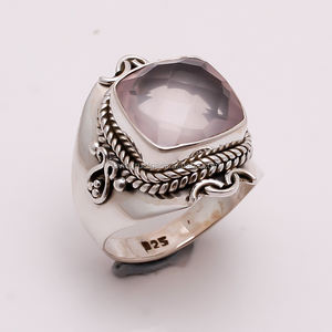 เครื่องประดับทำด้วยมือแหวนพลอยควอตซ์ธรรมชาติสีชมพูลายกุหลาบธรรมชาติสำหรับงานแต่งงาน - Product Image 1