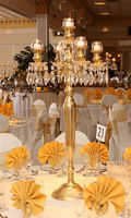 Candélabre suspendu en métal et cristal fait main, centre de table en verre doré, taille personnalisée, décoration pour la maison et les mariages