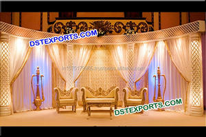 Escenario de boda con pilares de cristal dorado, último diseño, pilar de Metal de latón, nuevo estilo, conjunto de escenario de boda - Product Image 3