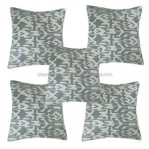 Indian New 16x16 Ikat Kantha Work <b>Pillow</b> and Cushion Covers Whole Sale Lot of Embroidered Throw <b>Pillow</b> Cases Artful Ikat Print - Product Image 5