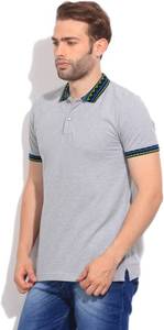 Men's Gray Short Sleeve Polo <b>Shirt</b> With Contrast <b>Collar</b> And Cuff Regular Fit Casual Knitted Cotton <b>T</b>-<b>Shirt</b> - Product Image 2