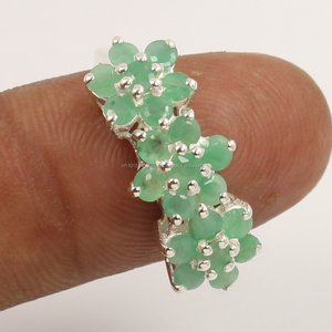 แหวนพลอยมรกตสีเงินสเตอร์ลิงประดับ925สำหรับงานแต่งงานสีเขียวธรรมชาติและงานเลี้ยงขนาดต่างๆขายส่ง - Product Image 2