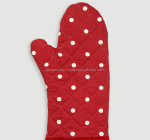 Imprimé à pois de couleur blanche en mitaines de four de couleur rouge pur au fournisseur de prix le plus bas en Inde - Product Image 1