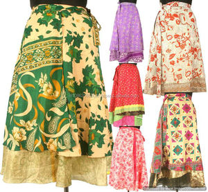 Silk Sari Patchwork doppels chich tiger und reversibler Wickel rock <span class=keywords><strong>Magic</strong></span> Around Röcke Indian <span class=keywords><strong>Vintage</strong></span> Kleid Strand kleidung <span class=keywords><strong>Wrap</strong></span> around - Product Image 1
