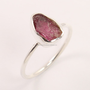 <b>Stacking</b> Gemstone <b>Ring</b> Fancy Shaped All Sizes Natural Bezel Setting PINK TOURMALINE 925 Solid Sterling <b>Silver</b> Wedding Unisex - Product Image 1