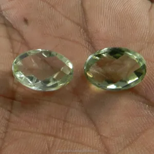 2 Buah Ametis Hijau 9.70 Cts, 10X16Mm Oval Potongan Mawar Checker Cab Semi Batu Mulia untuk Perhiasan SI0257