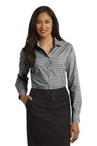 Chemise d'entretien facile vichy à manches longues pour femmes Port Authority-60/40 coton/poly, fléchettes buste et coutures de princesse dos - Product Image 3