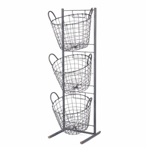 Customized 3-Layer Black Kitchen Storage Organizers Iron Wire Basket with Handle for Fruit & <b>Vegetable</b> House Decor - Product Image 1