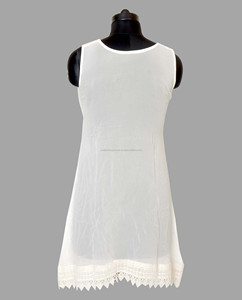 Girls Casual Dresses Sexy Short Top with White Embroidery Viscous <strong>Fabric</strong> and <strong>Chiffon</strong> for Regular <strong>Formal</strong> Wear - Product Image 3