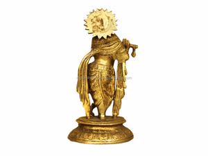 Estatua de bronce antiguo hecha a mano para decoración del hogar, estatua hecha a mano de la India del Señor Krishna, artículos de regalo, SMG-100-1 de 7,3x3,9 pulgadas - Product Image 3