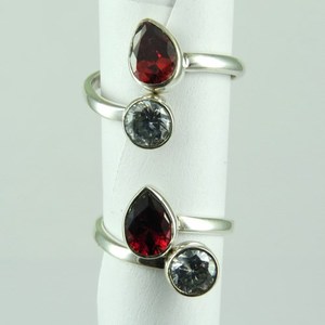 Fabulous White <b>CZ</b> & Red <b>CZ</b> Gemstone Sterling Silver Bohemian Bezel Setting <b>Ring</b> for Women/Unisex-Party & Wedding Gift - Product Image 5