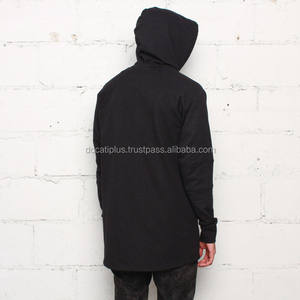 Elongated 100% Cotton Waterproof Anti-Wrinkle <b>Lined</b> <b>Fleece</b> Streetwear <b>Hoodie</b>/Sweatshirt for Men - Product Image 4