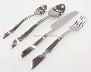 Ensembles de couverts à poignée plate avec ensemble de couverts en acier inoxydable ensemble de couverts polis argentés - Product Image 1