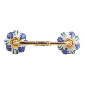 Manija de armario a granel hecha a mano de cerámica azul Floral pintado diseño antiguo venta al por mayor tocador lote Vintage cajón armario puerta Tirador - Product Image 2