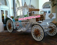 Kereta Pengantin Kuda Tunggang Model Cinderella Emas - Ukuran & Warna Dapat Disesuaikan, Konstruksi Logam Tahan Lama dengan Aksen Emas