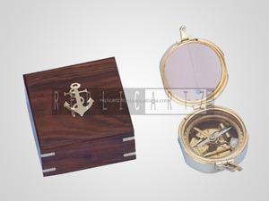 Antica bussola in ottone Brunton con direzione della scatola di legno escursionismo regalo nautico marittimo decorazioni per la casa <span class=keywords><strong>regali</strong></span> - Product Image 3