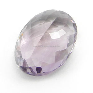 Pierre précieuse ovale en améthyste rose naturelle de France, 9,8 carats, taille checker, 12x17 mm, qualité AA, clarté AAA, Ishu Gems - Product Image 2