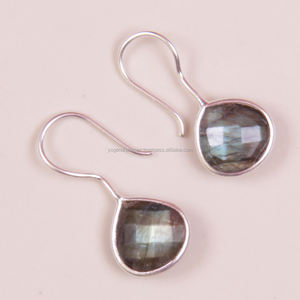 925 Sterling Silver Natural Labradorite Drop Boucles d'oreilles Blue Gemstone Boucles d'oreilles suspendues pour les mariages et les fêtes en gros - Product Image 1