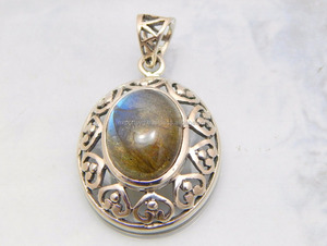 925 argent Sterling femmes classique religieux Labradite pierres précieuses mariage perle Agate pendentif breloques attrayant mode pendentifs - Product Image 4