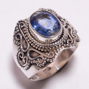 แหวนเงินสเตอร์ลิงทำด้วยมือ925อัญมณี kyanite แท้เครื่องประดับชั้นดีสำหรับงานแต่งงานงานหมั้น-ขายส่งจำนวนมาก - Product Image 1