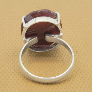 Juego de anillos de plata de ley 925, Gema de corindón de Rubí, corte ovalado - Product Image 4