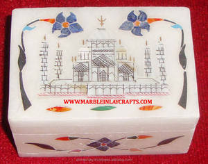 Caja de diseño con incrustaciones de mármol, Taj Mahal - Product Image 1