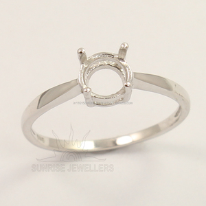 Nhẫn Cài Đặt Thời Trang Cho Nữ Sterling <span class=keywords><strong>Silver</strong></span> 925 Semi Mountings Base Nhẫn Trống Tròn 6X6 Mm Hình Dạng Đá - Product Image 3