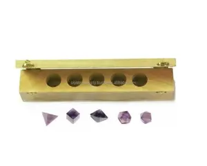 Amethist Platonische Solids Heilige Geometrie Set 5 Pcs Edelsteen Crystal Heilige Geometrie Set Met Doos Kristallen Supply