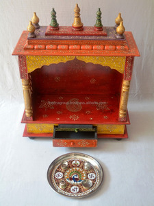Maravilhosamente pintado à mão Templo De Madeira Com 1 Gaveta Handmade Templo De Madeira para Casa Tradicional Pooja Mandir Indian Sheesham - Product Image 4