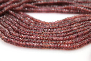Pierre grenat africain naturel Micro Rondelles à facettes 3-5mm brin rouge perle de pierres précieuses Coszcalt exportations modèle KMN02002WW - Product Image 2