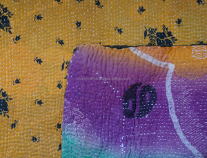 Twin Size Handmade Blanket Kantha Throw <b>Vintage</b> Reversible Cotton Kantha <b>Quilt</b> - Product Image 2