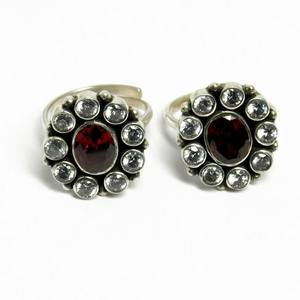 Design génial rouge cz_blanc CZ 925 bagues d'orteils en argent Sterling fabricant de bijoux indiens, bijoux en argent uniques - Product Image 3