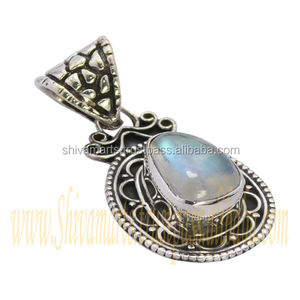 จี้หินจันทราสีรุ้งแท้หรูหราสง่างาม925ทึบเงินโรเดียมชุบตัวเรือนการตั้งค่าเครื่องประดับที่ดีมีเสน่ห์ - Product Image 2