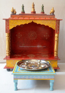 Maravilhosamente pintado à mão Templo De Madeira Com 1 Gaveta Handmade Templo De Madeira para Casa Tradicional Pooja Mandir Indian Sheesham - Product Image 5
