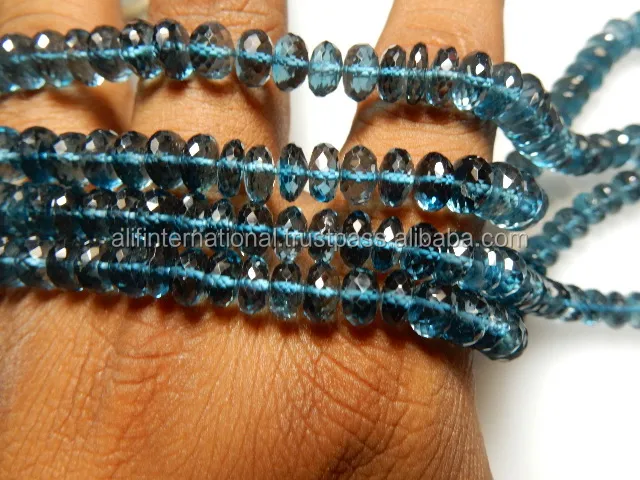 Wholesale Natural London Blue Topaz 5MM Beads Gemstone Strands