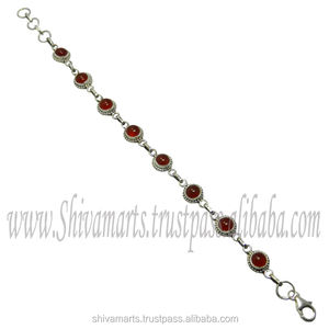 <b>Solid</b> 925 Sterling <b>Silver</b> <b>Bracelet</b> Natural Carnelian Gemstone Vintage <b>Silver</b> Plated Beautiful <b>Bracelet</b> Gift For Her For Parties - Product Image 2