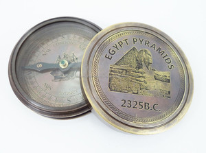 Egypt Pyramids <b>Old</b> Brass Sundial <b>Compass</b> Antique Nautical Vintage Collectibles - Product Image 2