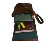 Bolso bandolera de cuero genuino 100%, bolso de hombro unisex, hecho a mano con estilo, color marrón oscuro, archivos de oficina y colegio