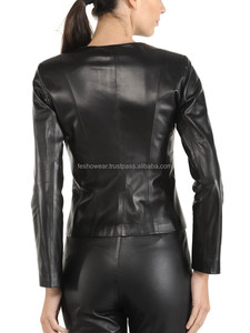 Lambskin Leather <b>Corduroy</b> Bomber <b>Jacket</b> Stylish Black Leather Coat Comfortable Durable Outerwear Men and <b>Women</b> Wholesale - Product Image 4