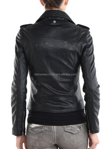 Women's Black Genuine Leather Motorcycle Jacket <b>Quilted</b> Breathable Elegant Warm Stylish Durable Autumn Winter Outerwear for All - Product Image 2