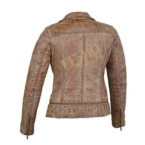 Veste en cuir véritable pour femmes de style vintage Lavage et finition à la cire Qualité supérieure Vêtements d'extérieur élégants pour une mode intemporelle - Product Image 2