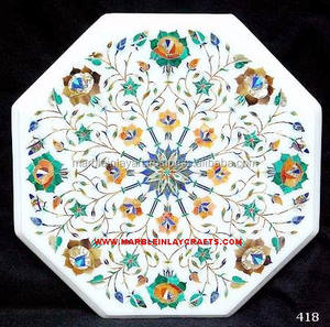 Plateau de Table basse en marbre à incrustation octogonale, haut de Table - Product Image 1