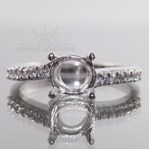 แหวนหมั้นทุกขนาด925เงินสเตอร์ลิง6x8มม. รูปไข่ CZ กึ่งเมานท์งานแต่งงานของขวัญ unisex - Product Image 3