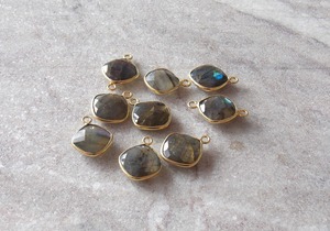 925จี้เงินแท้แบบฝาปิดคู่ชุบทองลาบราดอไรต์อัญมณีตัดเป็นชิ้นเครื่องประดับลาบราดอร์จากธรรมชาติ - Product Image 4